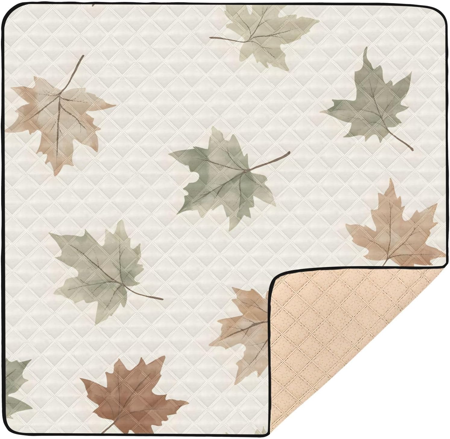 Watercolor Leaf Pattern Baby Play Mat, 50“ X 50” Washable Folding Crawling Mat, Baby Floor Mat, Soft, Thick, Non-Slip