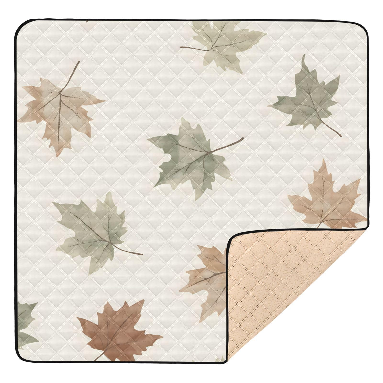 BOESI Watercolor Leaf Pattern Baby Play Mat, 50“ X 50” Washable Folding Crawling Mat, Baby Floor Mat, Soft, Thick, Non-Slip