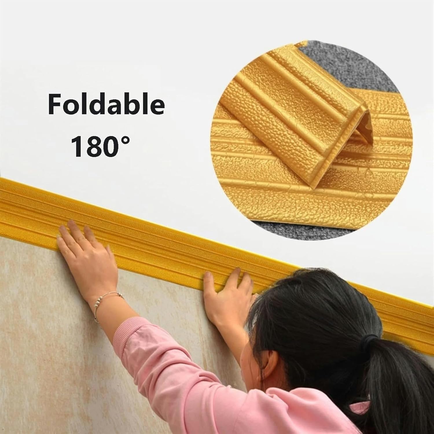 37.7ft Flexible Caulk Trim Crown Molding Trim Self Adhesive Wall Edging Strip, Ceiling Molding Peel off & Stick, Baseboard Foam Wall Trim Wallpaper Border for Mirror Edge Home DecorColor : White