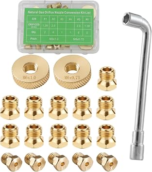 Propane to Natural Gas Conversion Kit - Universal Natural Gas Orifice & Nozzle Kit with Tool for Blackstone 28"/36" Griddle, Rangetop Combo, Tailgater & More | Brass Burner Jets