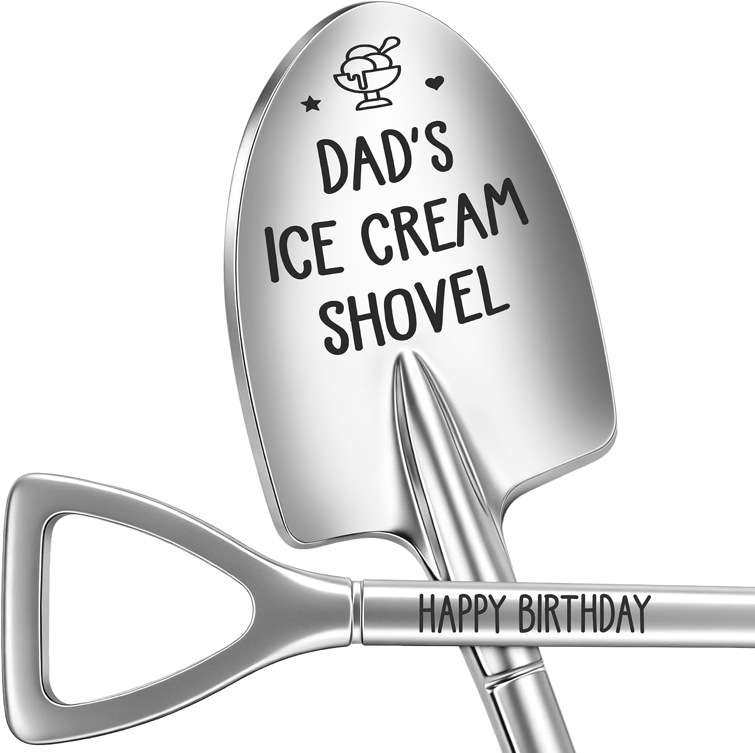 Dad Birthday Gifts from Daughter Son, Unique Father Birthday Gifts for Men Him Daddy Funny Dad's Bday Gift Ideas for Mens 40th 50th 60th 70th, Engraved Stainless Ice Cream Shovel Spoon Scoop Present