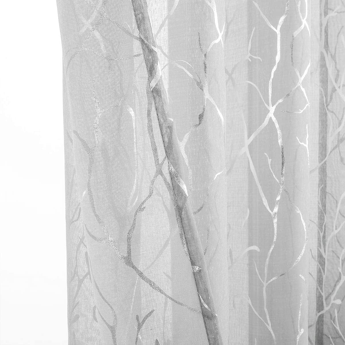 Kotile Tree Branch Grey Sheer Curtains - Image 4