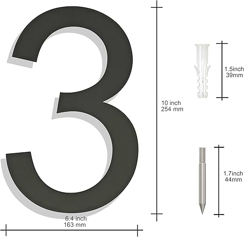 Miniatura 39 de Números grandes de acero inoxidable de 8 pulgadas, número de puerta de dirección de casa moderno negro para exterior, fácil de instalar, negro mate