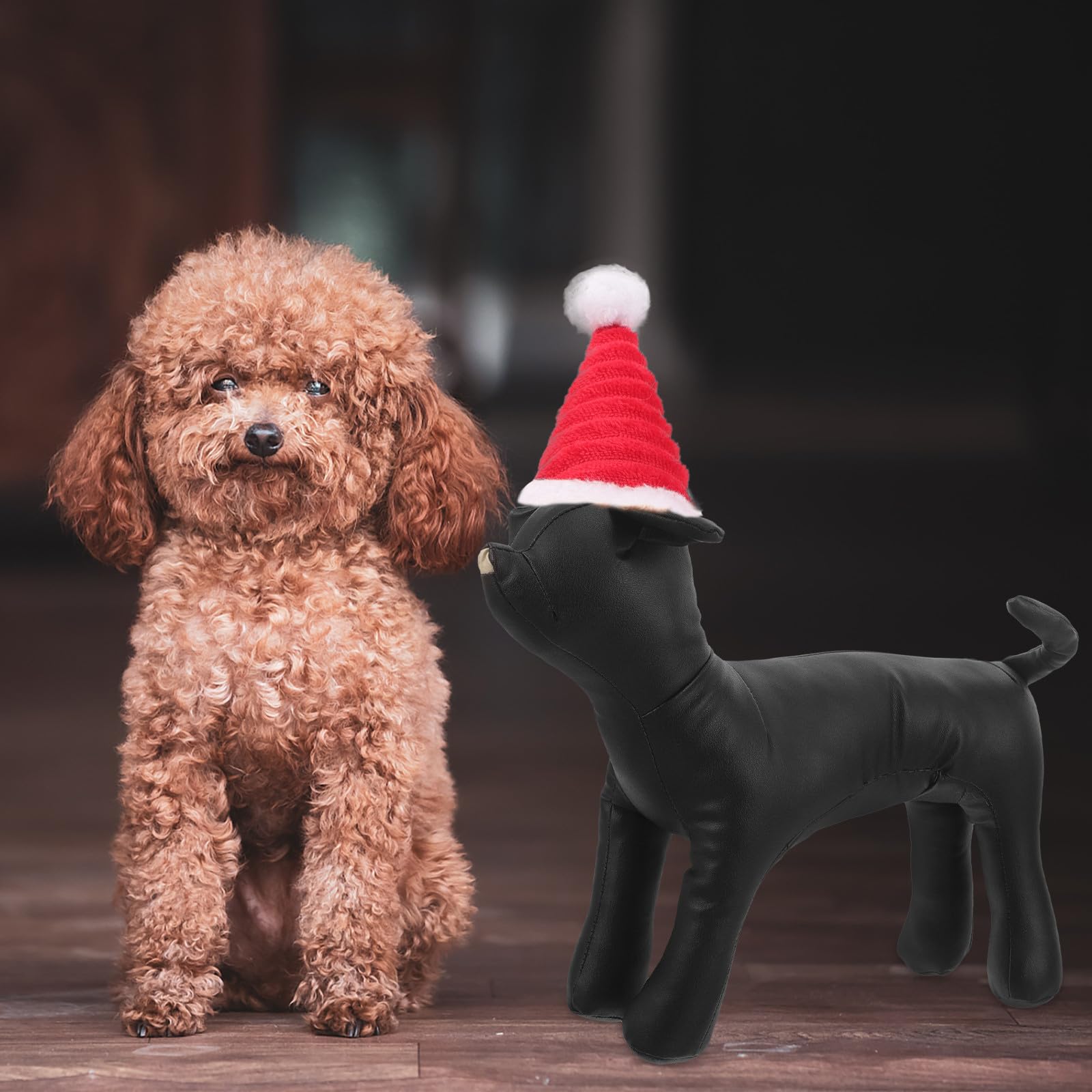 Levemolo Maniquí para Exhibición de Ropa para Mascotas de Perro de Cuero PU Figura Clásica Negra , Fácil de Limpiar Adecuada para Tiendas de Mascotas