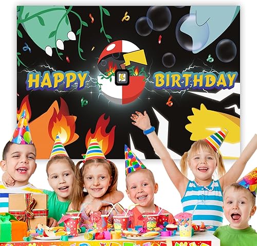 Miniatura 2 de Cartel de dibujos animados para fiestas de cumpleaños de bola roja y blanca para decoración de fiesta de niños, pancartas y telón de fondo para