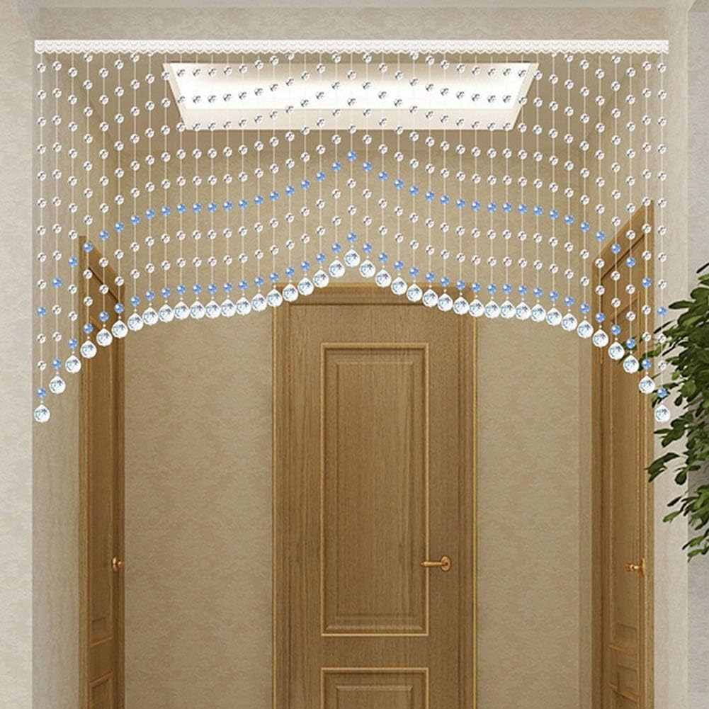 OKUOKA Curtains Bead Curtain Light Transmission Arc Hanging Curtain Background Decoration Entrance Bedroom Door Curtain, A Variety of Styles Sizes Customizable (Color : B, Size : 70x50cm)