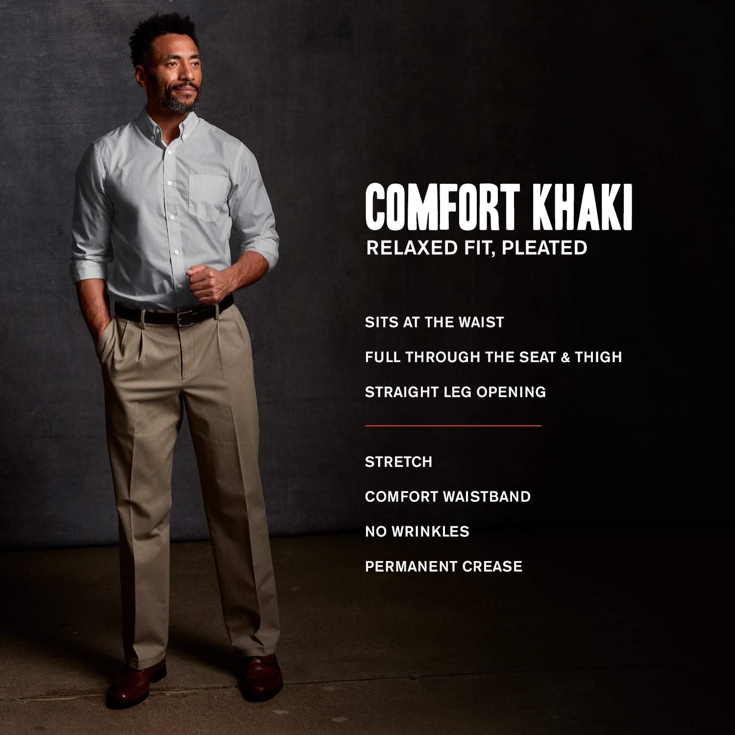 Dockers Mens Relaxed Fit Comfort Khaki Pants - Pleated - Image 4