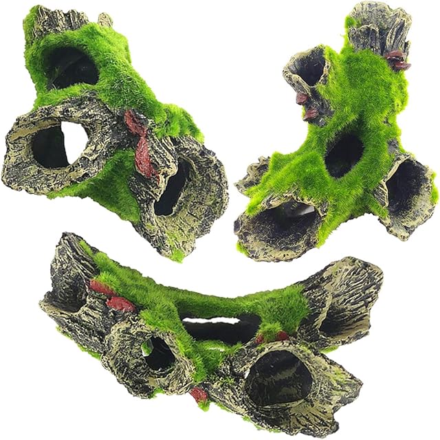 Yueser Aquarium Tree Decoration, 2 Pcs Resin Cave Fish Tank Decoration Natural Habitat Ornament for Fish Tank Small Fish Hiding (16 X 10 X 7cm)