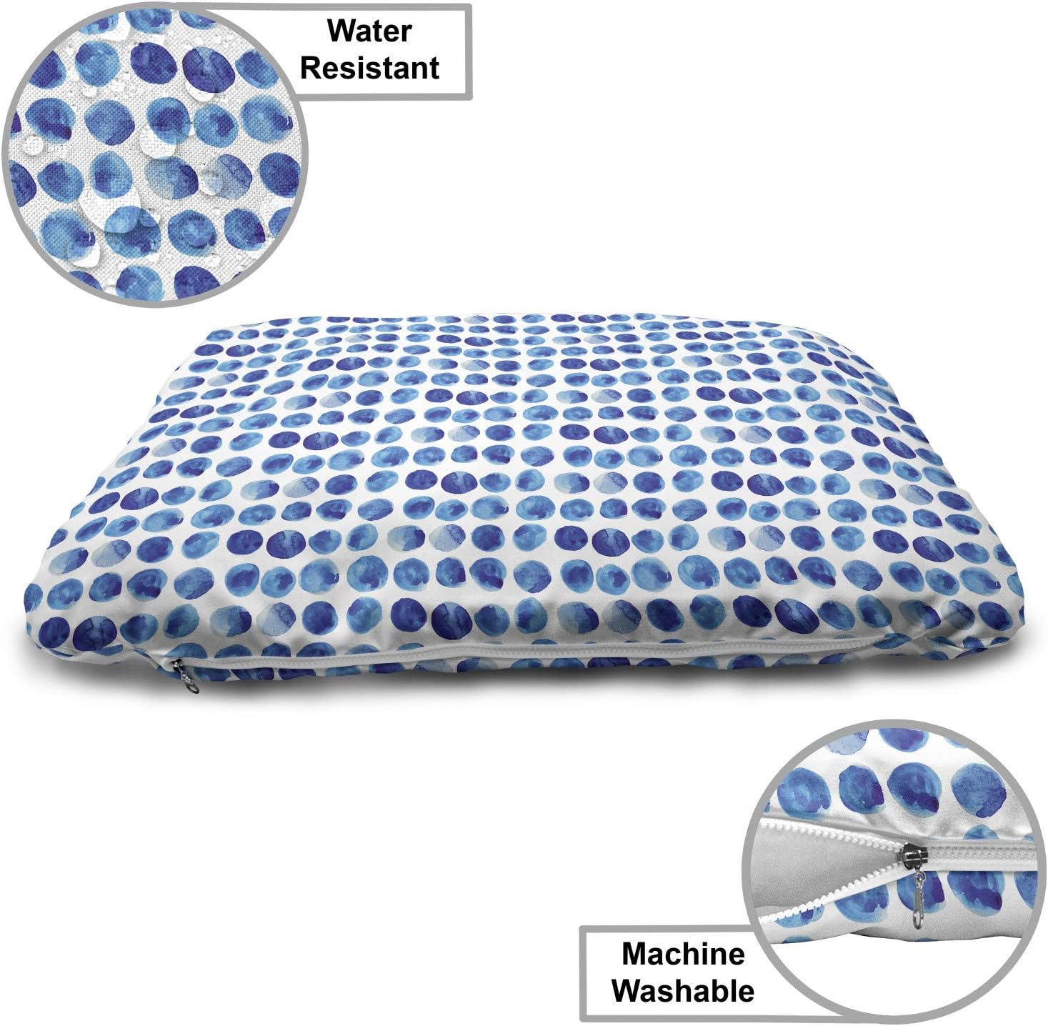 review Lunarable Polka Dot Pet Bed, Abstract Watercolor Brush Strokes Effect Hand Drawn Dots Pattern, Chew Resistant Pad for Dogs and Cats Cushion with Removable Cover, 24