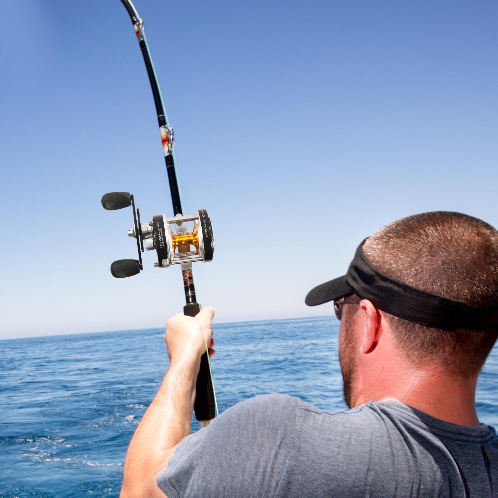 Carrete de pesca Baitcasting Cuerpo de metal reforzado Carrete de baitcaster redondo Resistencia 13,61 kg Freno centrífugo para bagre salmón anguila rayada perca atún costera y pesca de aguas