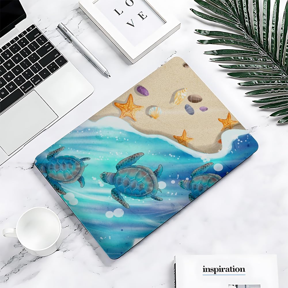 Compatible with MacBook Air 13 inch Case 2020 2021 M1 A2337 A2179 A1932, Plastic Hard Shell Case for Mac Air 13 with Touch ID (2018-2021) - Sea Turtle Ocean Beach