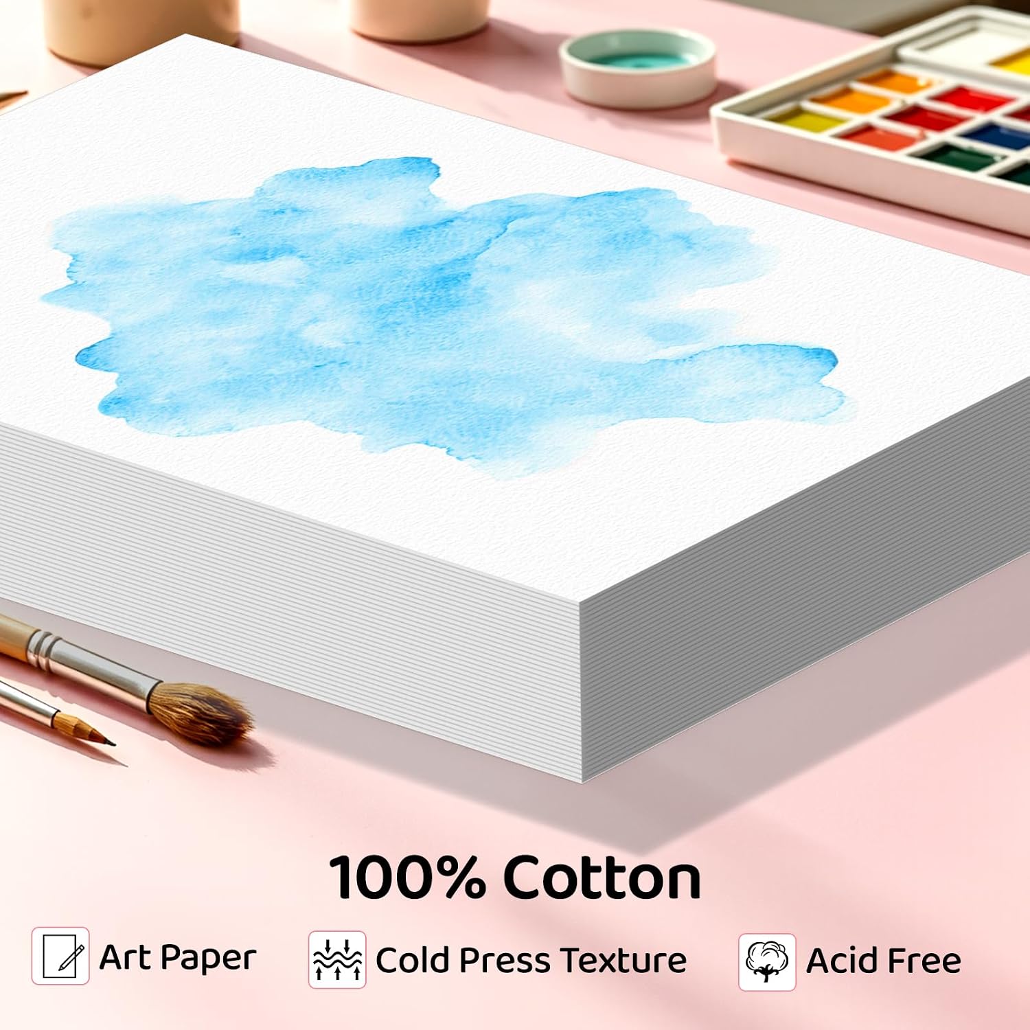 84 Sheets Watercolor Paper 5x7, 110lb/230gsm Cold Press Watercolor Paper Bulk, Cotton Water Color Paper, White Drawing Paper for Sketching, Acrylic, Gouache, Watercolor Supplies for Kids Adults
