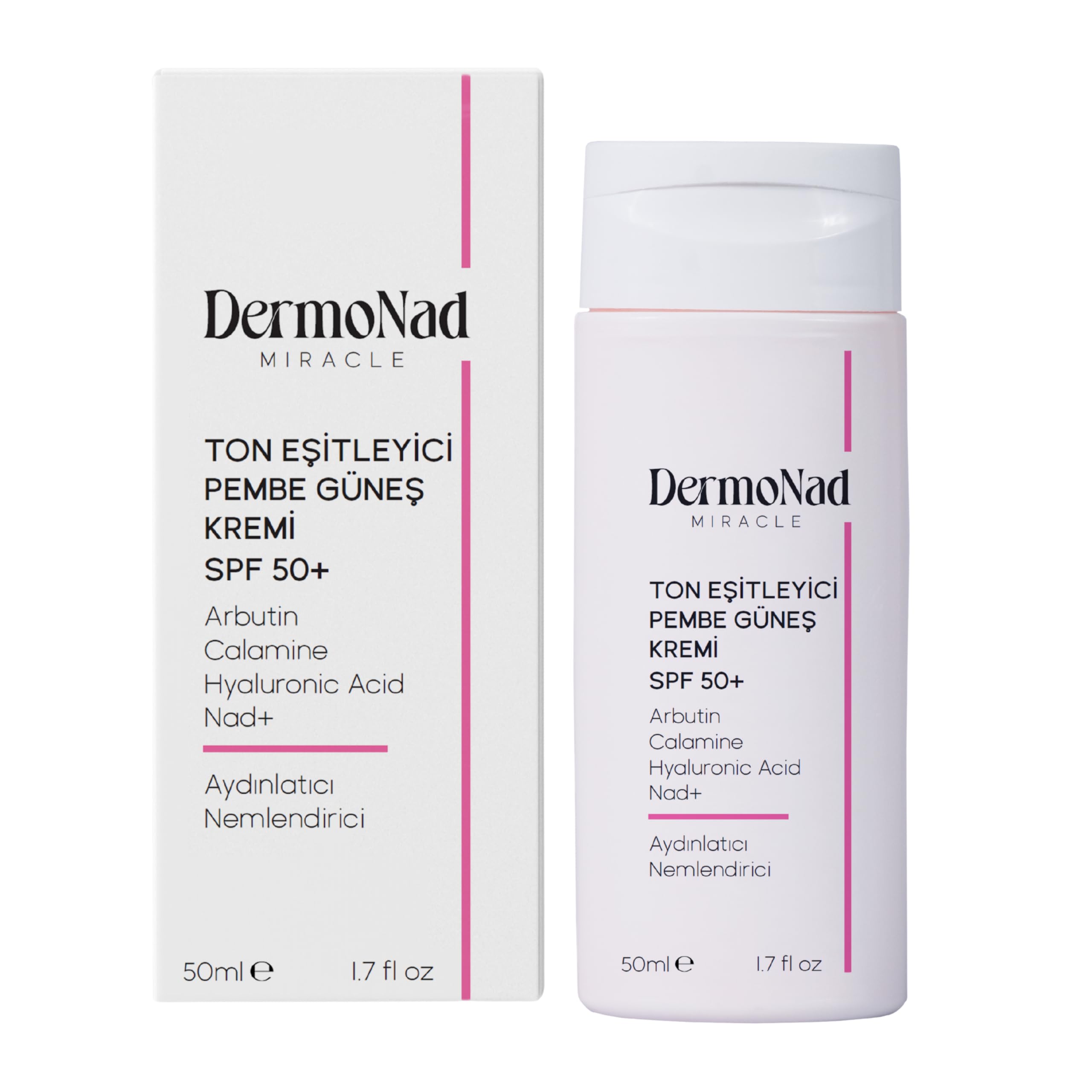 DermoNad Güneş Kremi Cilt Tonu Eşitleyici SPF50+ 50 ml (NAD+Arbutin,Zinc Hyalüronik Asit Calamine)