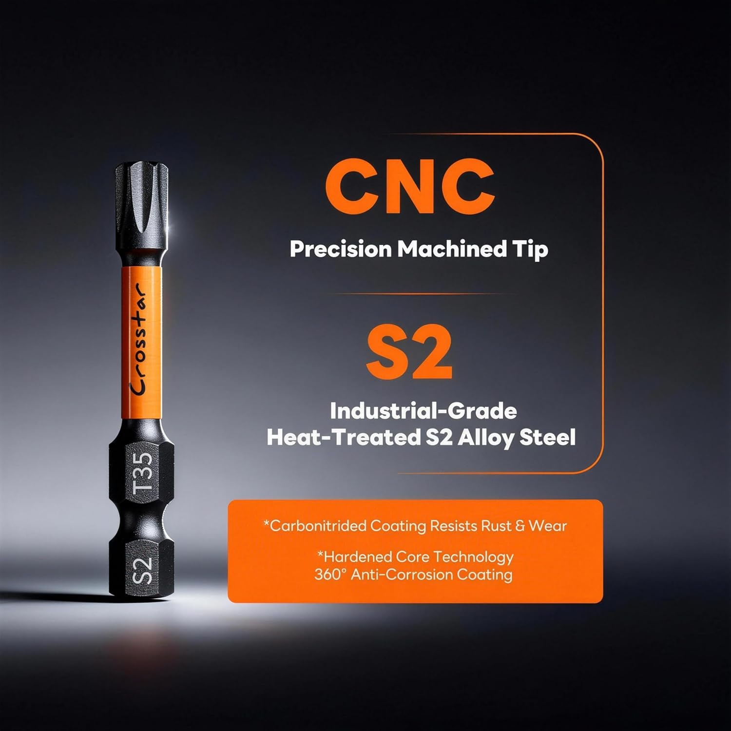 Crosstar 31 Pcs 1“&2"" Impact Torx Bit Set, S2 Steel Magnetic Security Star Bits, Tamper Proof Torx Screwdriver Bits with CNC Tips for Drill/Driver, Automotive, Woodworking & Home Repair
