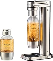 Airosia 304 Stainless Steel Sparkling Water Maker - Carbonates Water, Juices, Cocktails | Detachable Head, 1L+0.5L BPA-Free Bottles (CO2 Not Included)