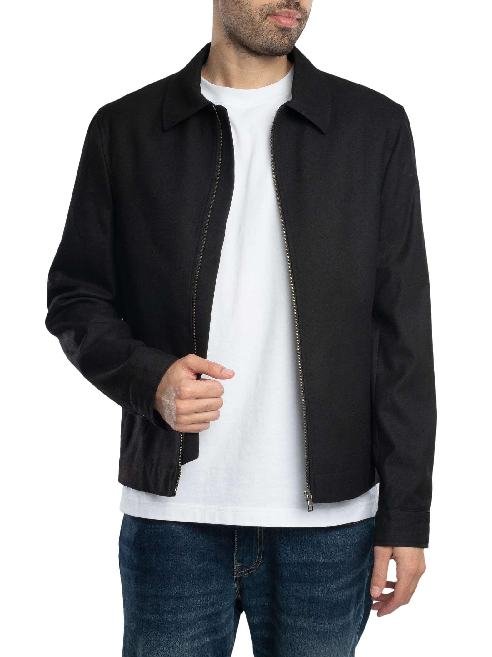 Ted Baker Men's Black Henry J Wool Blend Harrington Jacket, M