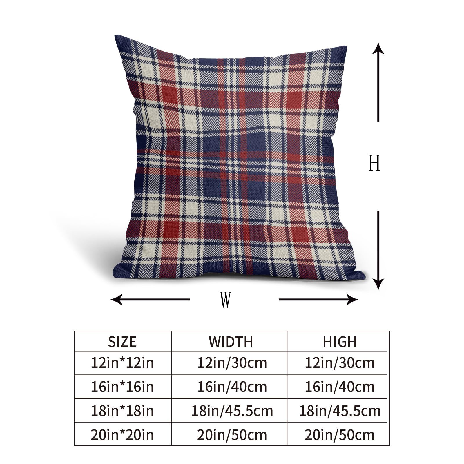 4th of July Patriotic Blue Red Plaid Pillow Covers 18x18 Set of 2 Fourth July Independence Print Decorative Outdoor Pillowcases Memorial Day Holiday Farmhouse Throw Cushion Case Couch Sofa Bed Decor 4