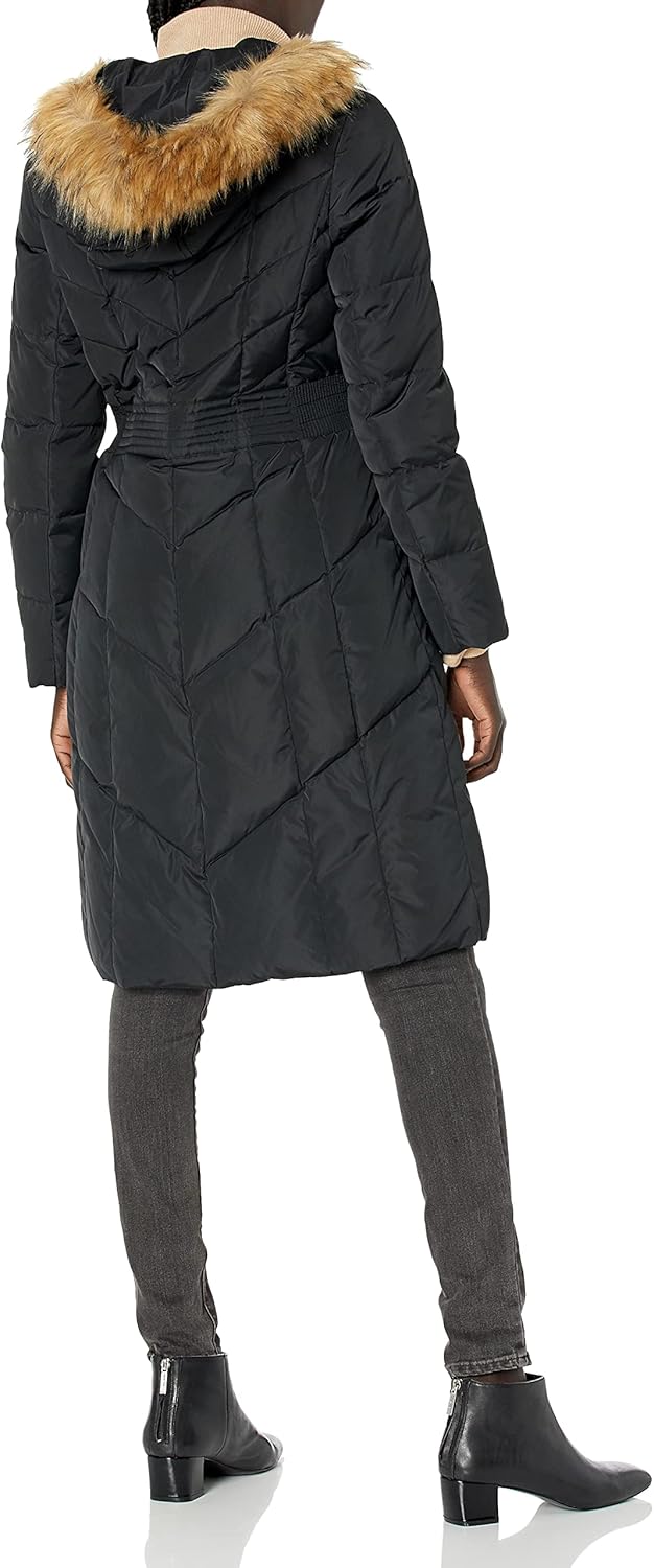 Cole Haan Women's Long Taffeta Down With Chevron Quilt PatternDown Coat - Image 5
