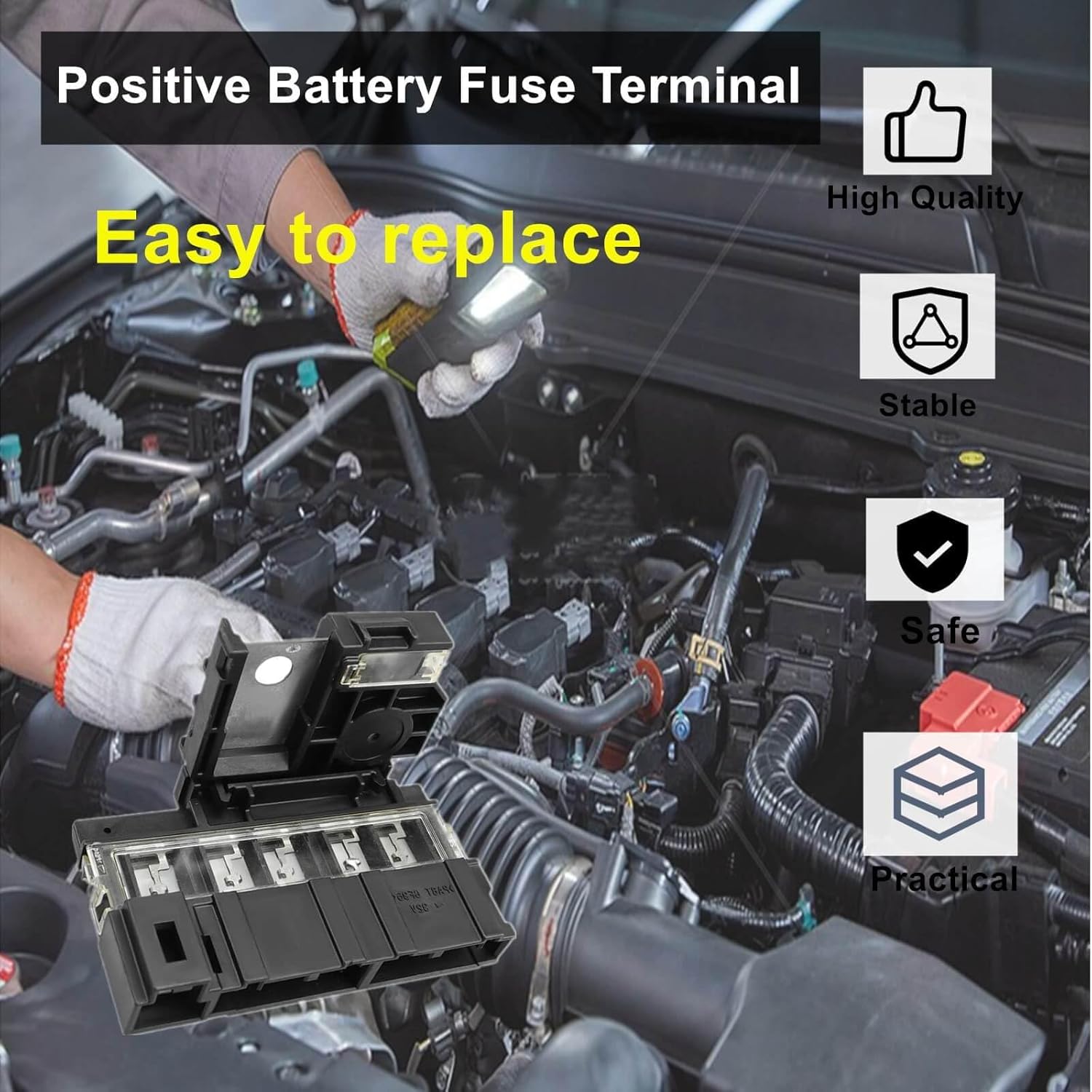 24380-JA00B Positive Battery Fuse Terminal Fit for Nissan Quest 2011-2017, Fusible Fuselink Fuse with Battery Terminals & Nuts Replace 24380JA00B 243407F003