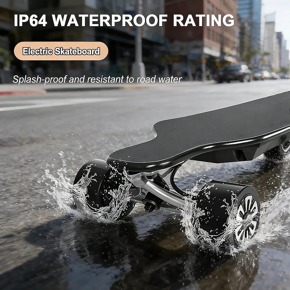 Skate Électrique avec Plateaux de Skateboard, Moteur 350W, Batterie 2000mAh, Vitesse Max 22km/h, Autonomie 8km, Léger pour Commutes Quotidiennes Brushless Télécommande Autonomie
