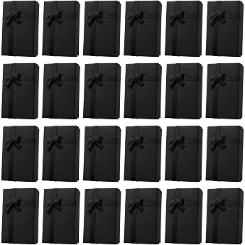 Pack of 24 Jewelery Gift Boxes Rectangular Cardboard Box Set Paper Gift Wrapping Boxes with Bow and Foam Cardboard Gift Box for Anniversaries Weddings Parties Birthdays