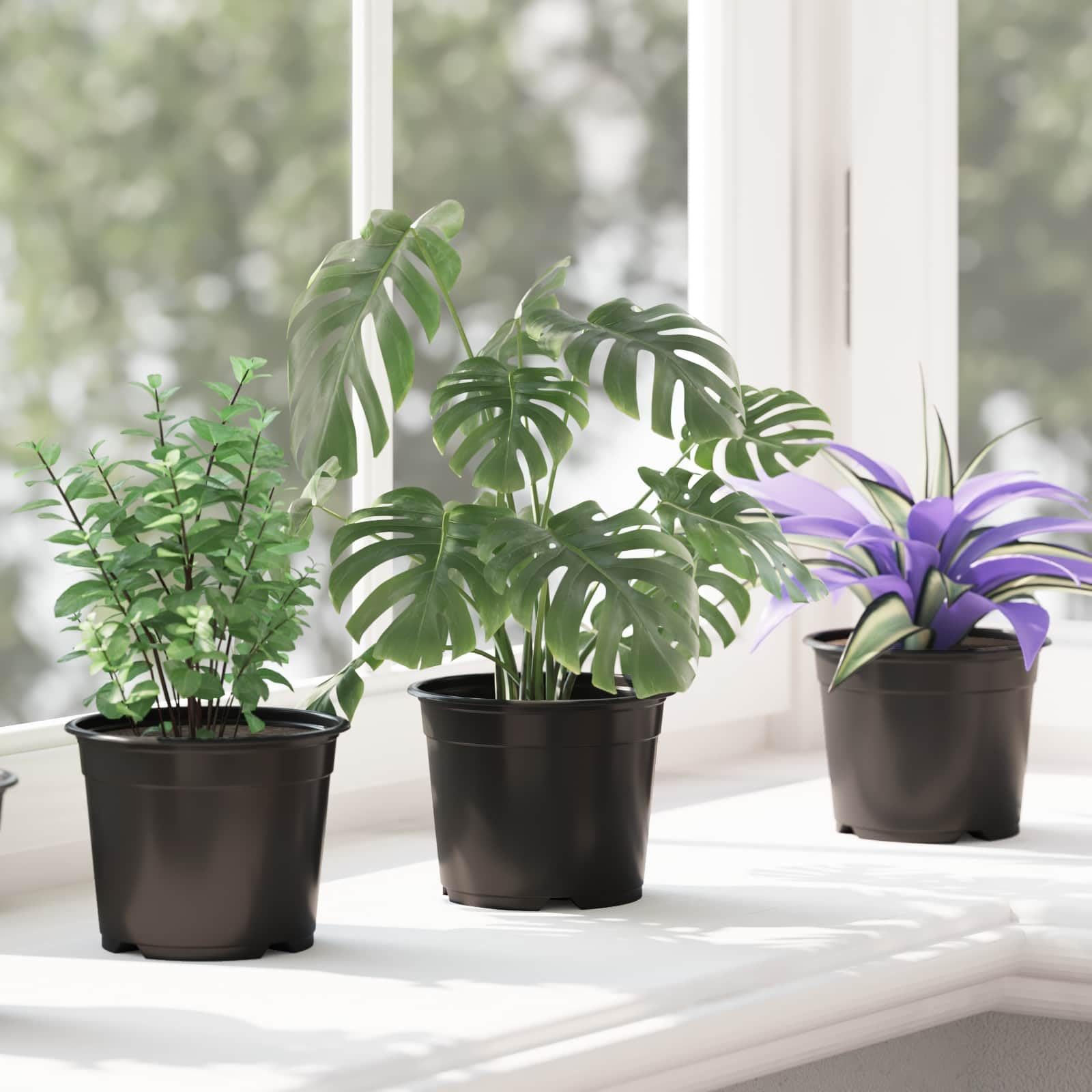 Lot de 200 Pots de Fleurs en Plastique Noir Ø 10 cm, Godets de Culture avec Trous de Drainage pour Semis, Bouturage et Plantes d'Intérieur ou Extérieur, Design Cylindrique Léger