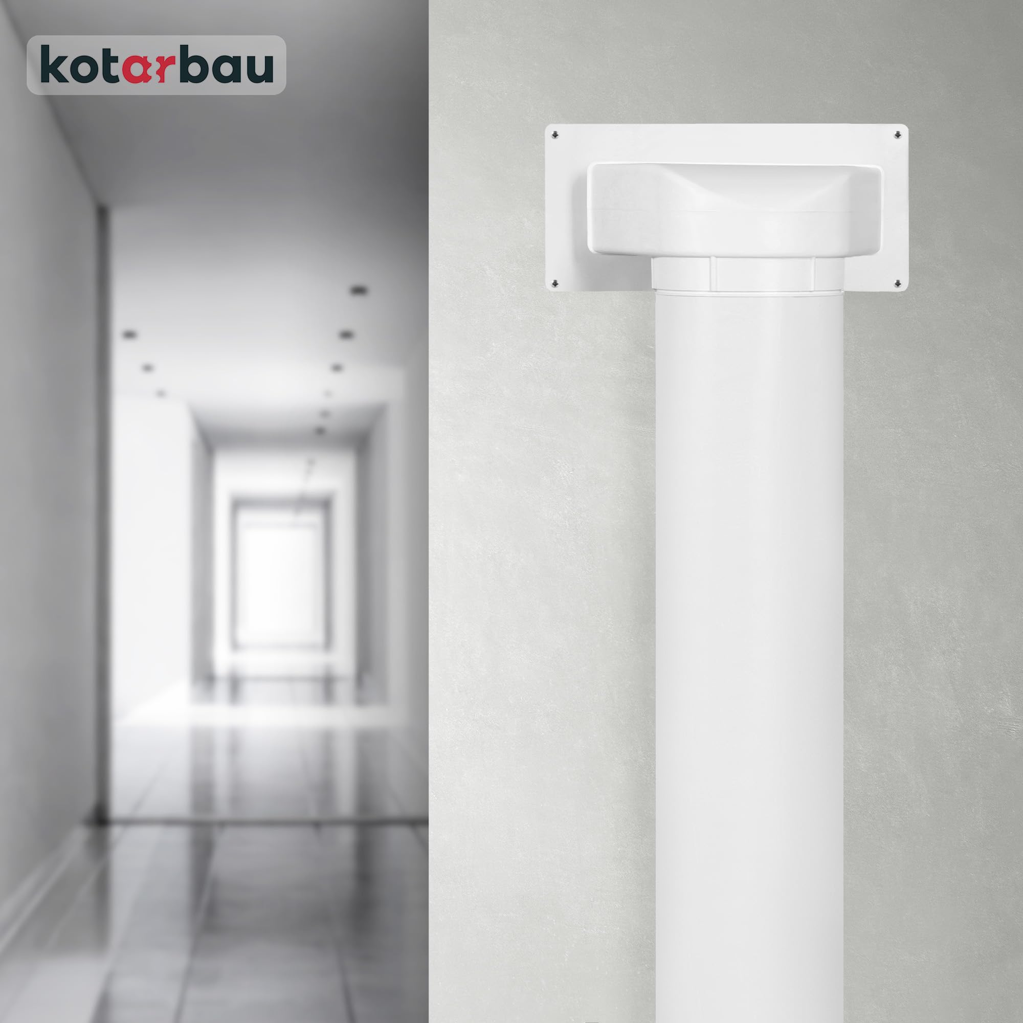 KOTARBAU® Tuyau de ventilation 500 mm - Canal rond - 150 mm - Tube rond en PVC - Blanc