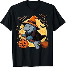 Manatee Witch Hat Pumpkin Halloween Spooky Season T-Shirt