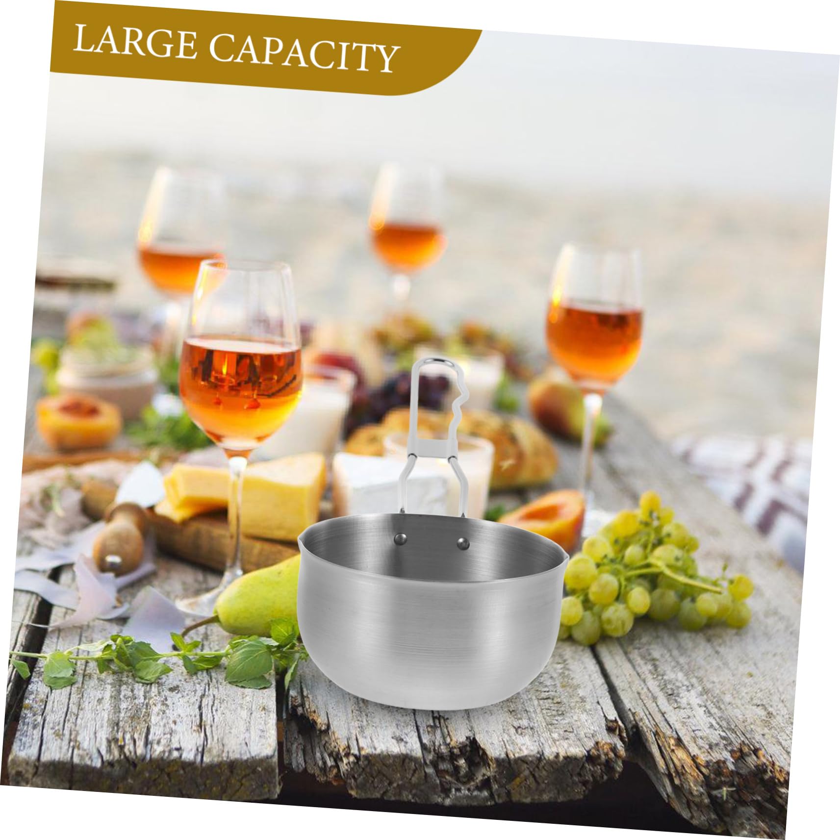 BESPORTBLE Stainless Steel Saucepan for Cooking Portable Small Pot for Frying Boiling for Camping Picnics and Outdoor Adventures Lightweight Durable Cooking Pan