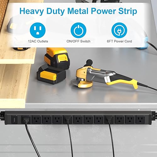 Miniatura 7 de HHSOET Regleta de alimentación giratoria de 360 de 12 tomas de corriente, tira de enchufe montada en mesa de juegos de metal, protector de