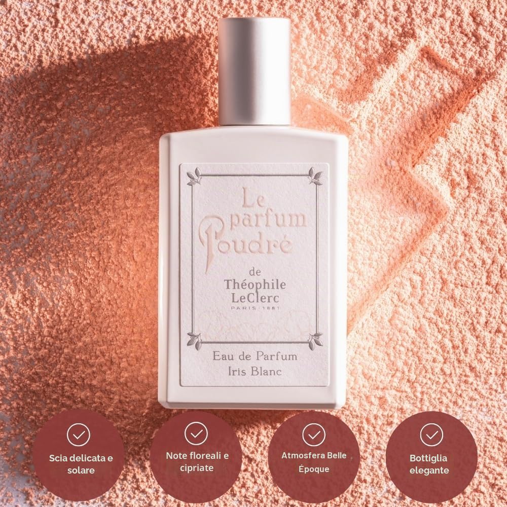 T. LeClerc – Le Parfum Poudré Frangipanier – Fleur de Frangipanier, Neroli e Vaniglia – Eau de Parfum Donna – 50 ml – Lunga tenuta – Made in France à Grasse (Iris Blanc Powder)