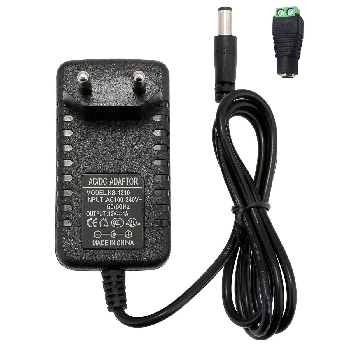 Alimentatore 12V 1A 12W - Trasformatore Con Spina USA - Classe 2 - Per LED E Dispositivi Vari