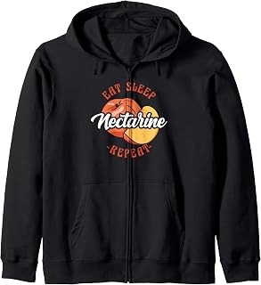 Eat Sleep Nectarine Repeat Vegan Vegetarian Dietitian Zip Hoodie
