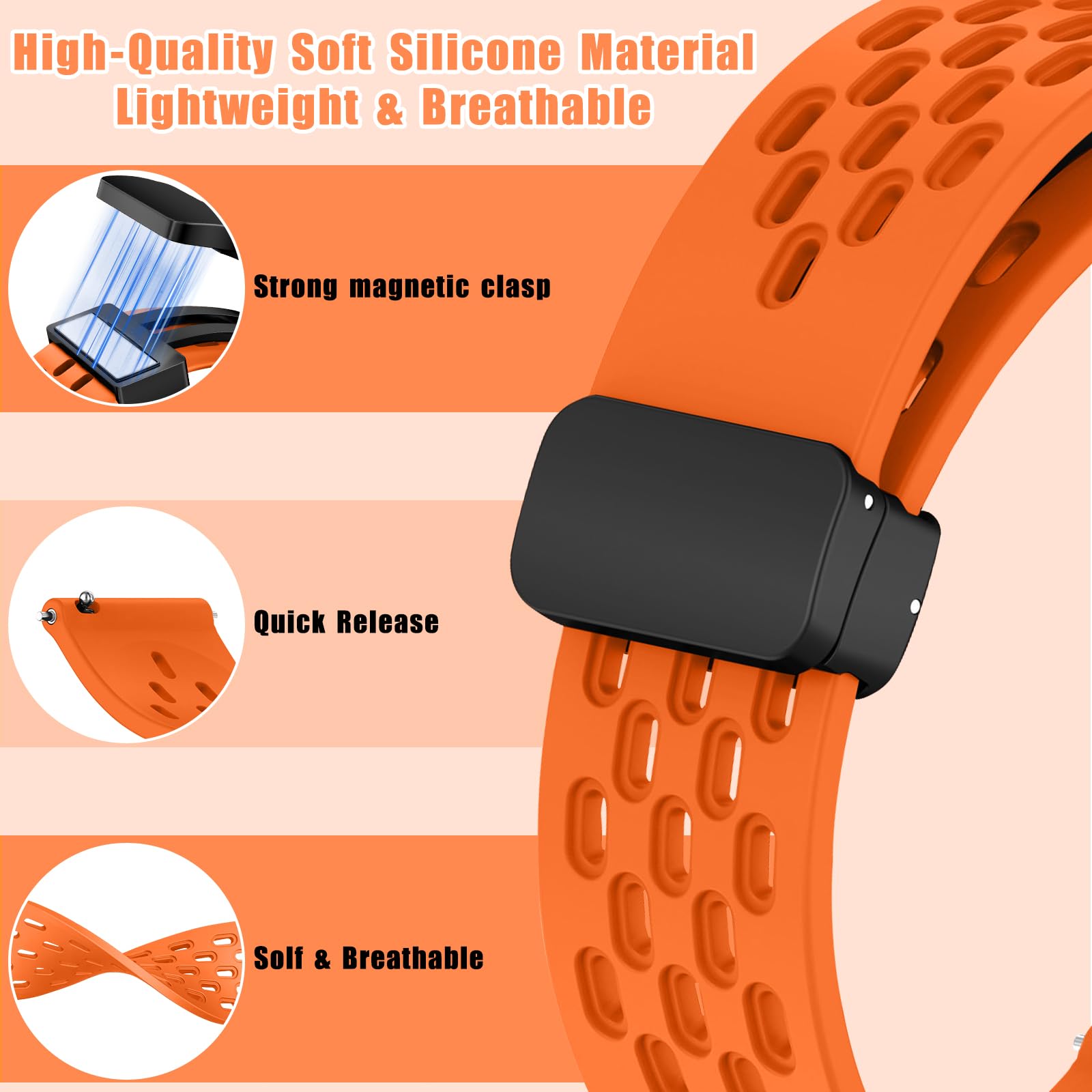 Ibasenice Silikon-Armband Für Uhren – 20 Mm Breit, Weiches Ersatzarmband, Anpassbar, Für Damen, Alltag & Sport