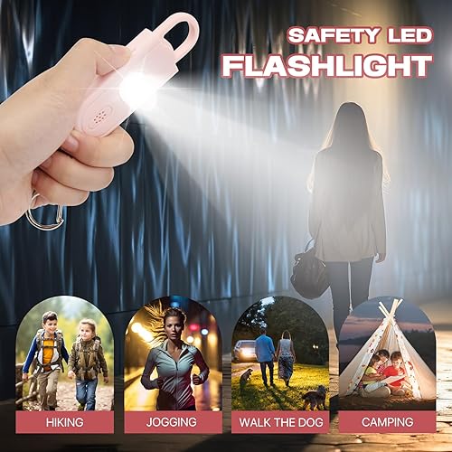 Miniatura 5 de Alarma de seguridad personal para mujeres, sirena fuerte de 130 dB con luz estroboscópica SOS, linterna, ayuda audible de 1000 pies, llamada de