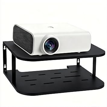 Black Projector Shelf for Wall 2 Tier Floating Projector Wall Mount Pine Wood Game Shelf Stand for Xbox Router Holder Stand Accessories
