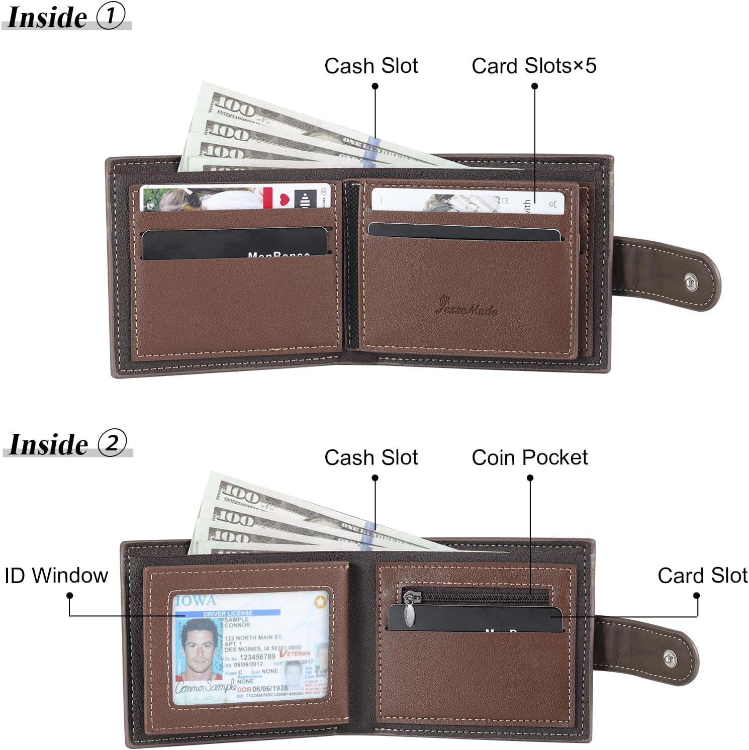 Custom Wallet Gifts for Dad Engraved Photo Name Wallet for Men Husband Boyfriend Son Father's Day Gift