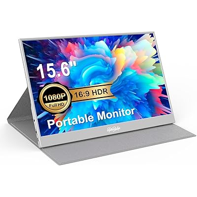 15.6インチ ポータブルモニター、ラップトップモニター トラベルゲームモニター、HDR FHD プラグアンドプレイデュアルスピーカー、PC、タブレット、Mac …