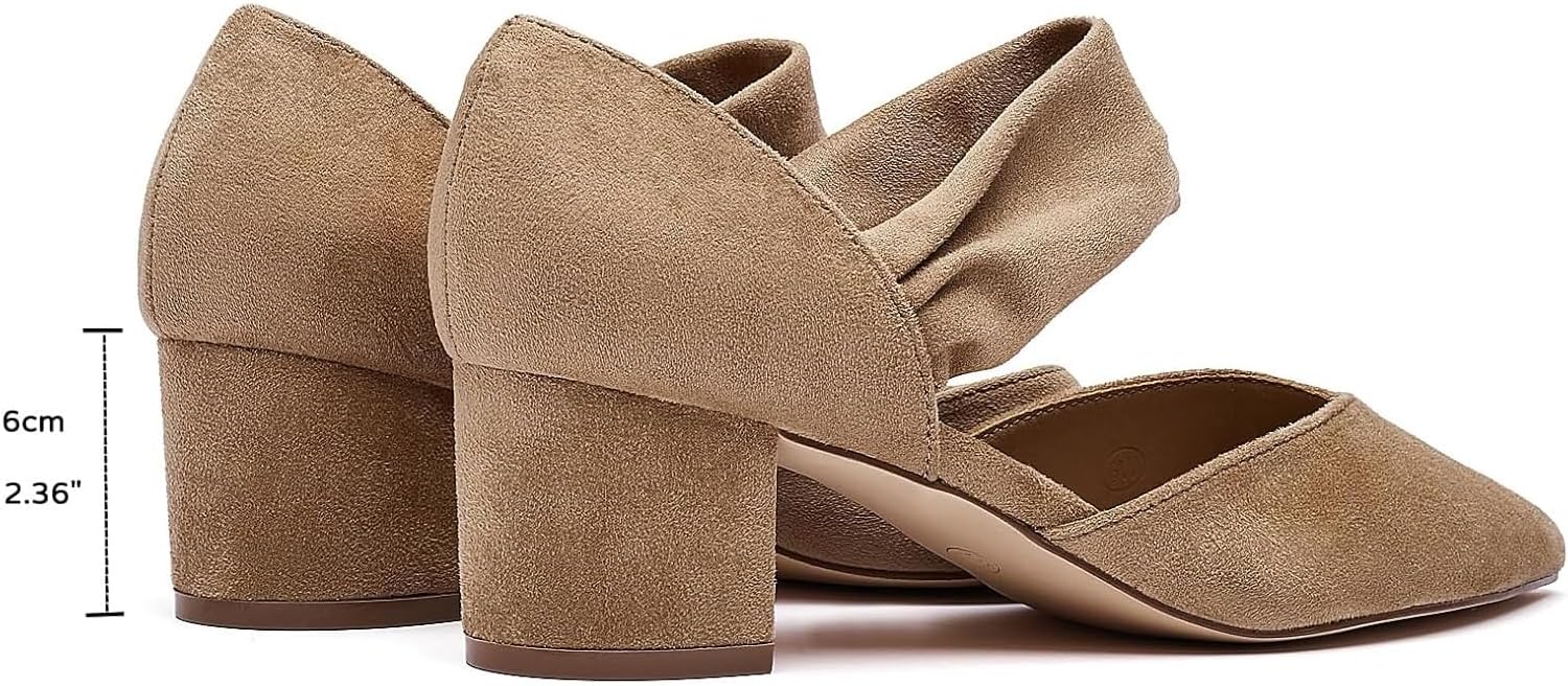 Block Heels for Women Comfortable Strap Closed Pointed Toe Heel Women's Low Chunky Pumps Wedding Party Work Prom Dress Shoes - Image 5