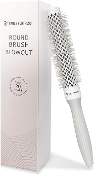 EAGLE FORTRESS Ceramic Round Brush with Extra Long Aluminium Body - Hair Dryer Brush with Bristle Combination for Pony, Versatile Styling & Blowout - 25mm