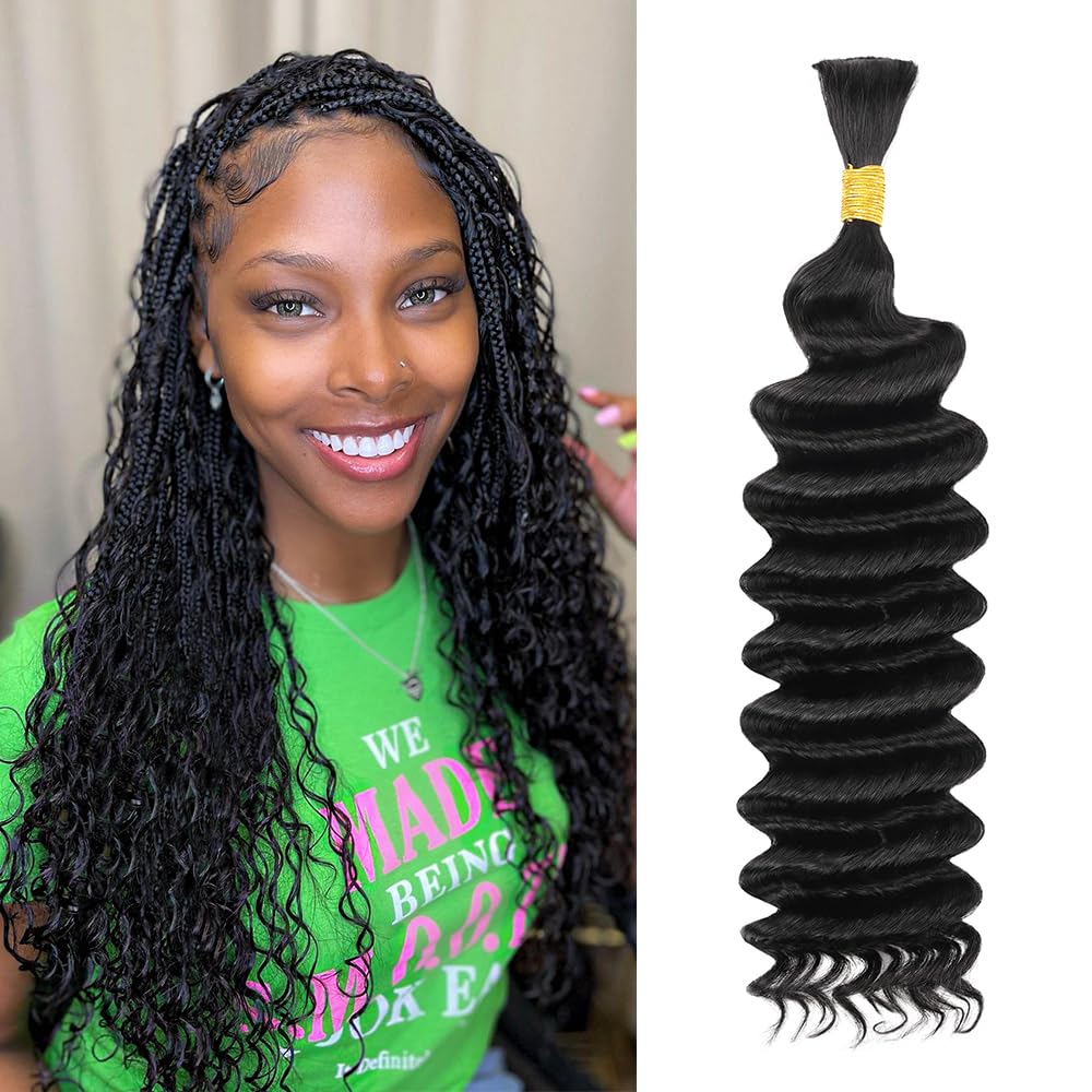 Human Braiding Hair 20 Inch Deep Wave Bulk Human Hair for