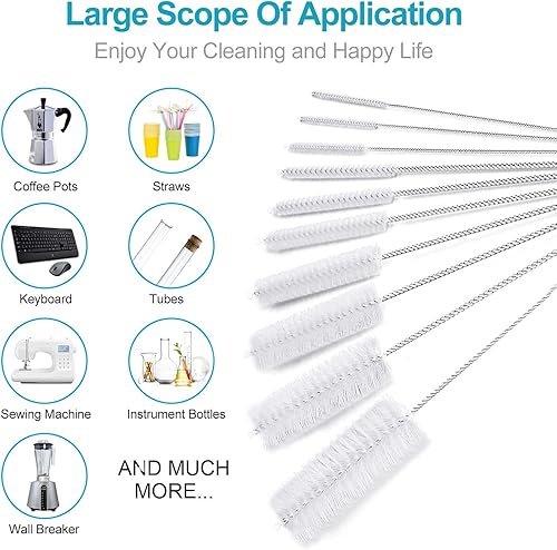 Miniatura 6 de Cepillo de paja mejorado de 10 pulgadas de largo, cepillos de limpieza de botellas, juego de cepillos de limpieza de tubos, kit de limpieza de