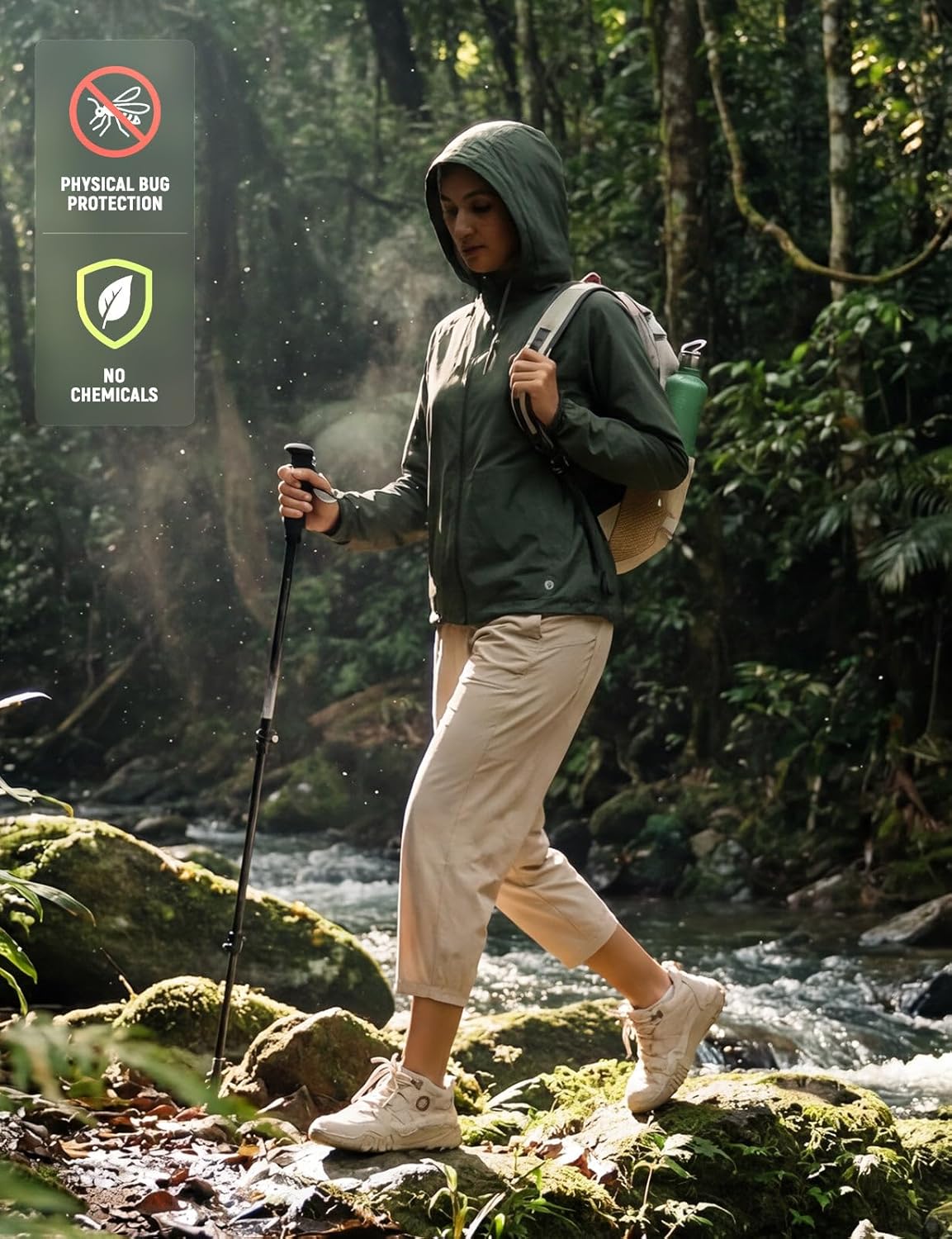 baleaf Women's Sun Shirts Long Sleeve Jackets Mosquito Hiking Lightweight Running UPF 50+ Hoodie UV with 2 Pockets Shirt - Image 2