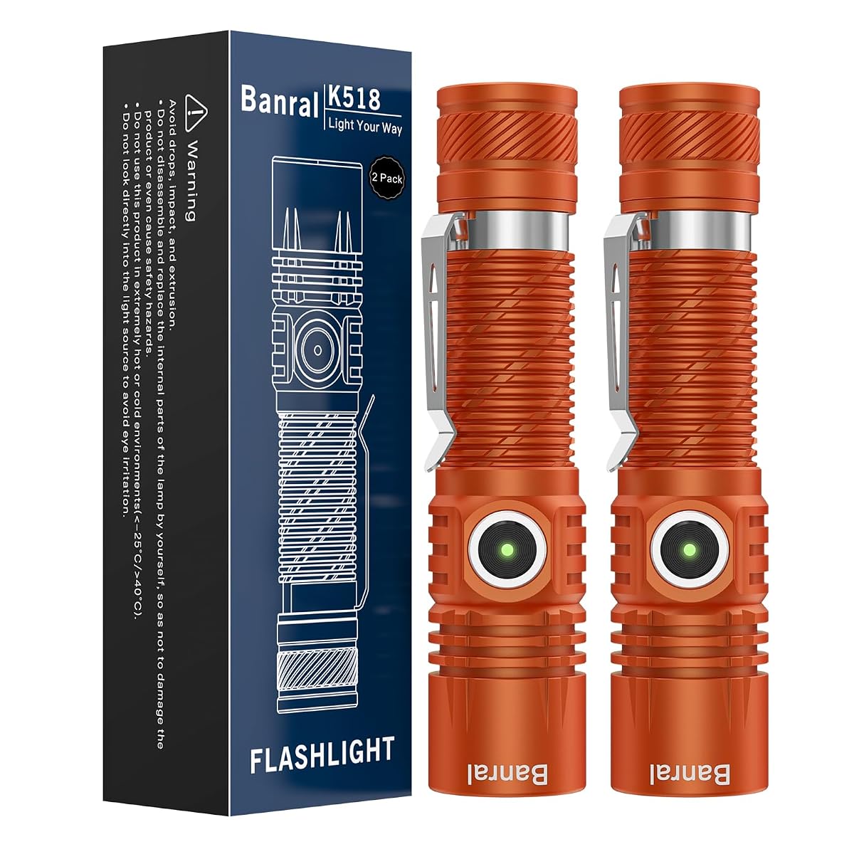Banral Rechargeable Tactical Flashlight, High Lumens, Mini USB-C, 4 Modes,