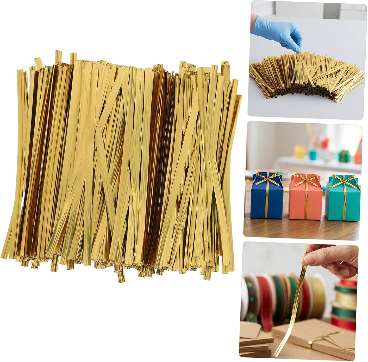 Cabilock 1600pcs Metal Twist Ties for Kitchen Storage and Mini Craft Ties Individually Precut Iron Wire with Reliable Closure and Cellophane Treat Bags 10cm/4 Inch Length