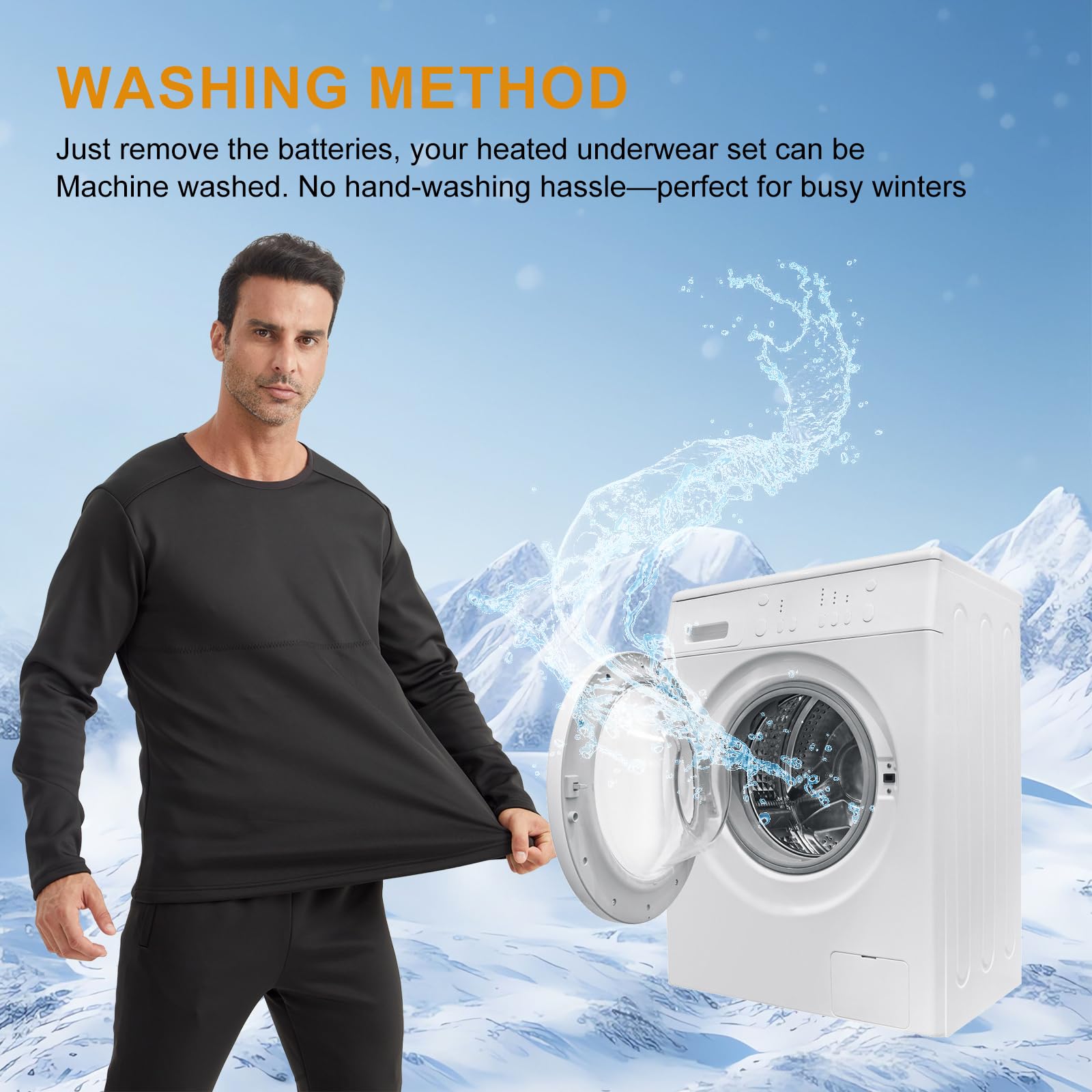 sous Vêtements Chauffants, 42 Zones Ensemble de sous Vêtements Thermiques Chauffants Électriques avec Batterie, Fonctionnel Ensemble de sous-Vêtement Ski Chauffants pour Hiver