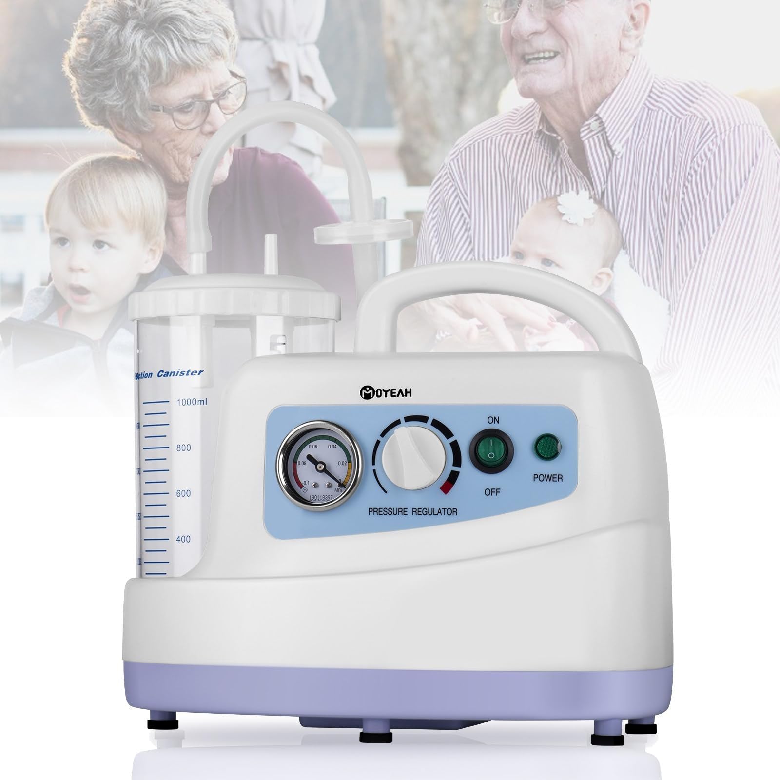Máquina automática de succión de moco, bomba de succión portátil de 1000 cc para uso doméstico, ideal para ancianos y niños