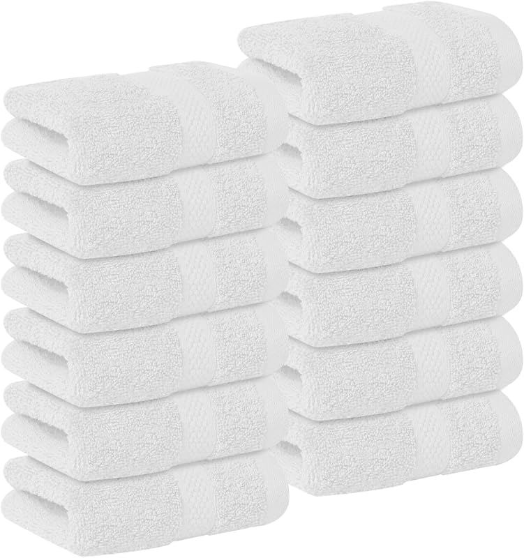 DAN RIVER Toalhas de Rosto Brancas de Algodão, 30,48 cm x 30,48 cm, Pacote com 12