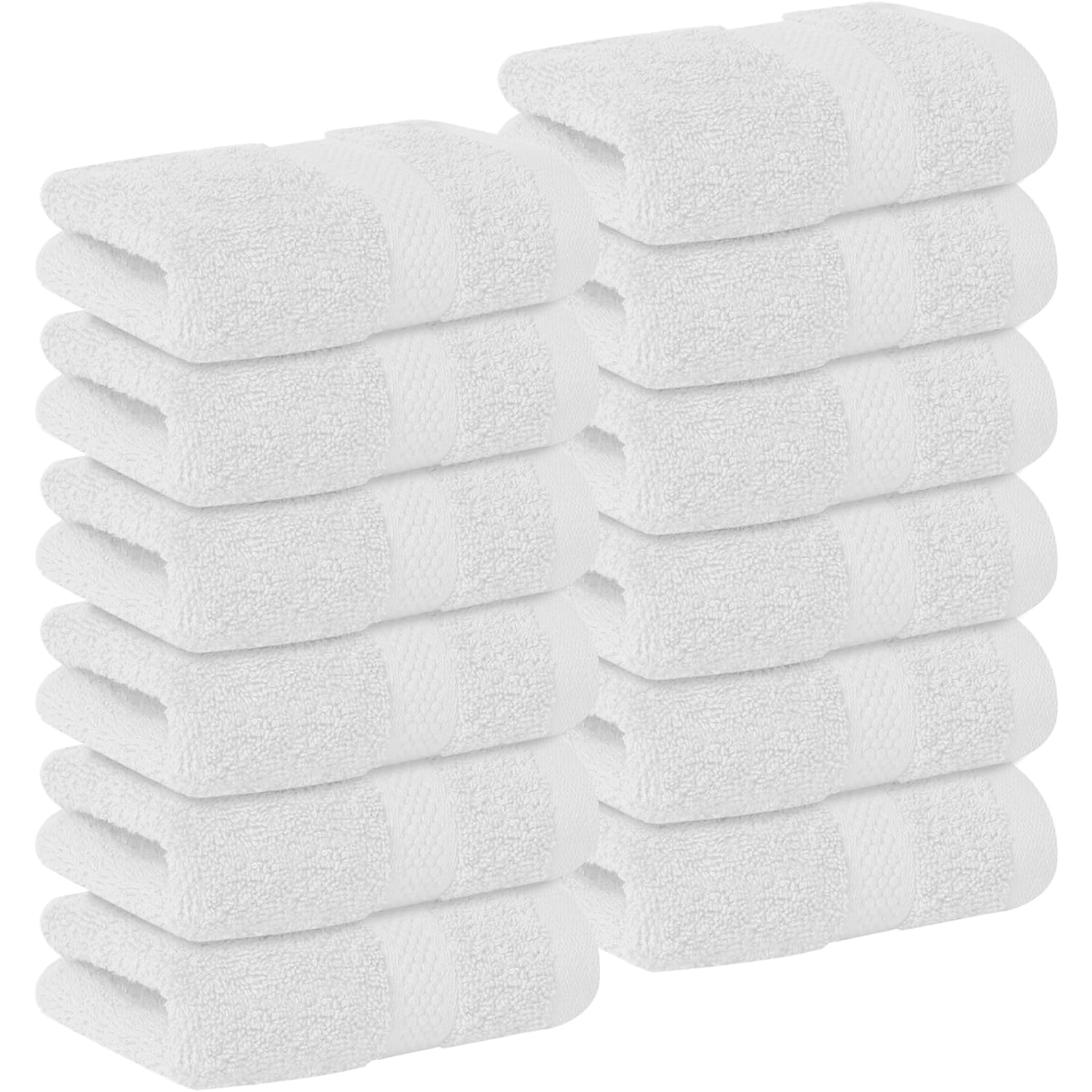 DAN RIVER 12-Pack Premium 100% Cotton White Face Towels for Bathroom - Reusable Face Wash Cloths for Showering 12 X 12 Inches - 550 GSM Super Soft &amp; Absorbent Luxury WashCloths for Body, Spa &amp; Gym