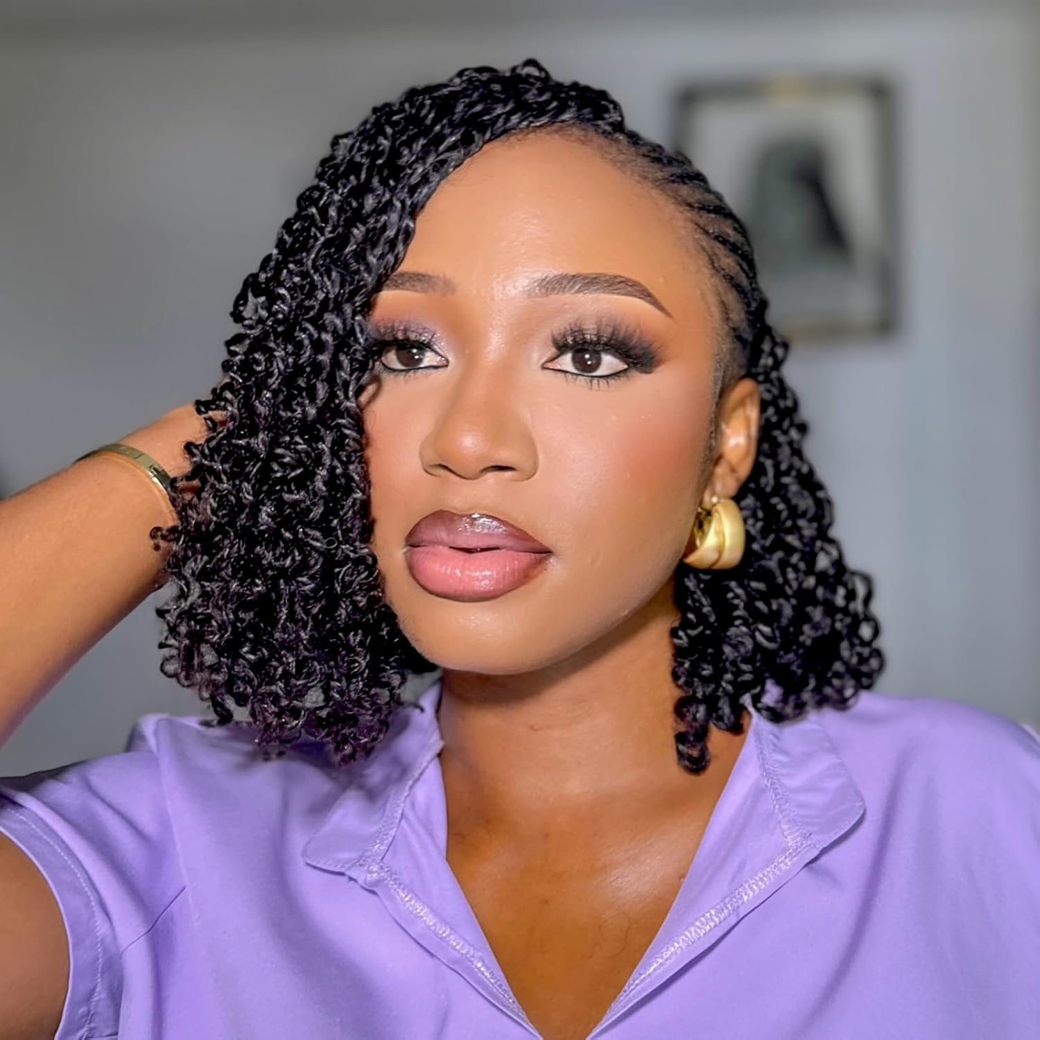 ToyoTress Human Hair Yanky Twist -10 Inch (40 strands) Short Pre-looped Feather-Line Invisible Knotless Spring Mini Twists Crochet Braids For Black Women Ombre Brown Braiding Hair (10 Inch, OT30-1P)